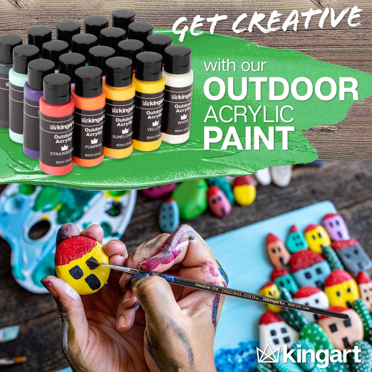 KINGART - Outdoor-Acrylfarbe – 60-ml-Flaschen – 20 Farben