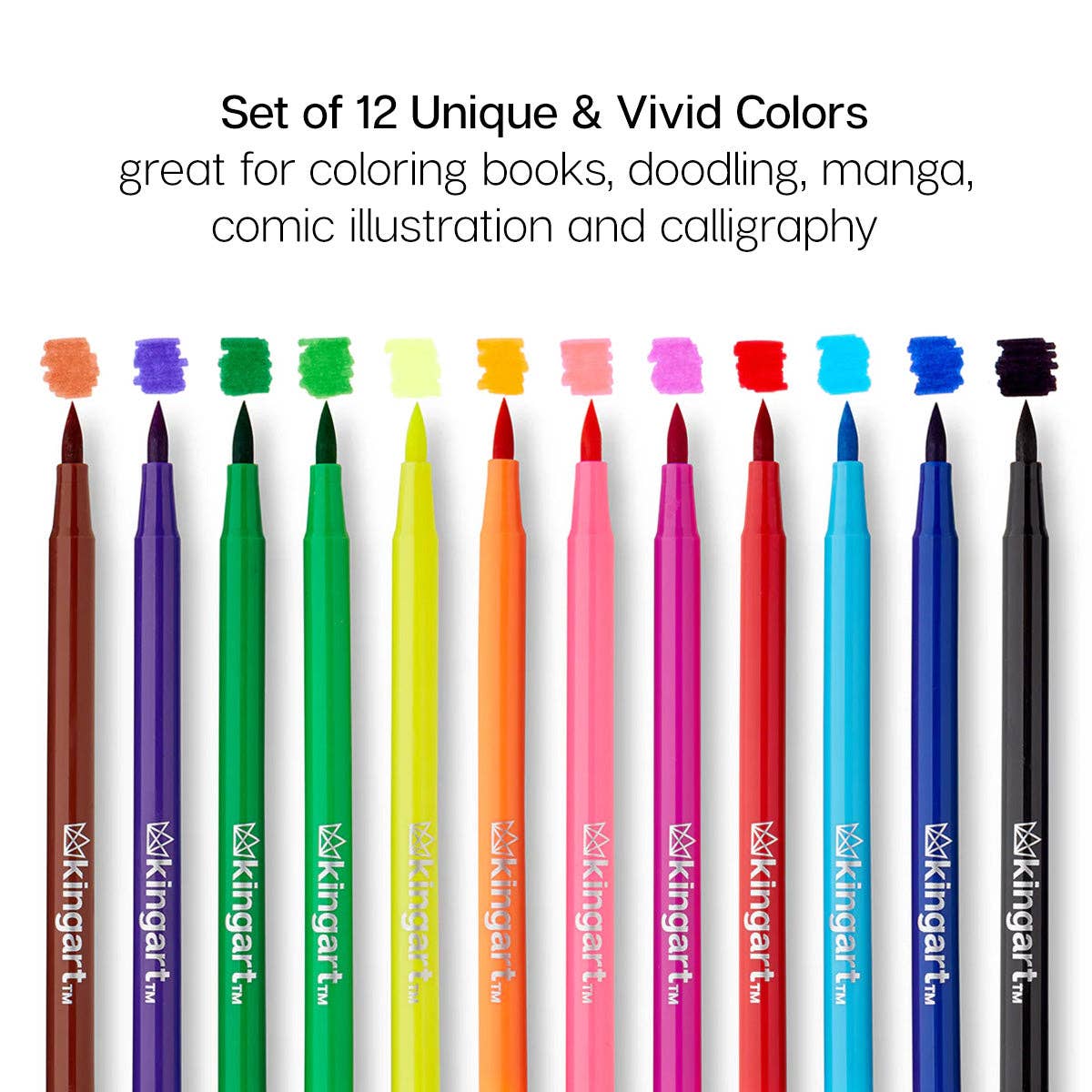KINGART - Aquarell-Pinselmarker – 12 Farben