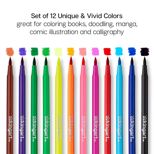 KINGART - Aquarell-Pinselmarker – 12 Farben