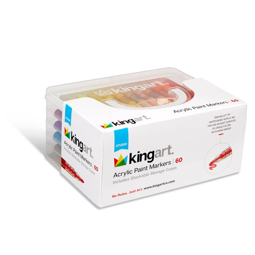 KINGART - Acrylmarker-Set – mit Aufbewahrungskoffer – 60 Farben