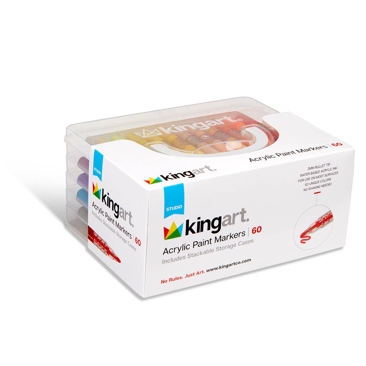 KINGART - Acrylmarker-Set – mit Aufbewahrungskoffer – 60 Farben