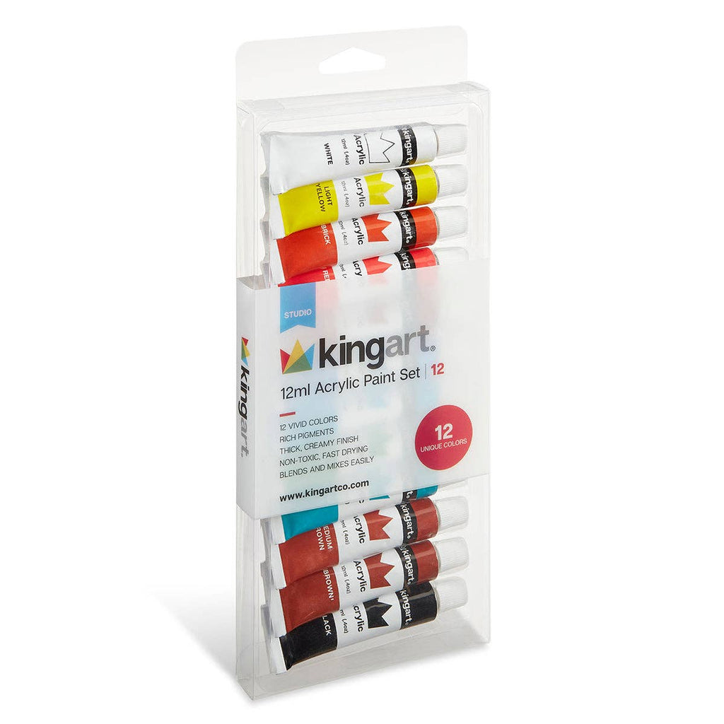 KINGART - Studio-Acrylfarbe – 12 Farben, 12 ml