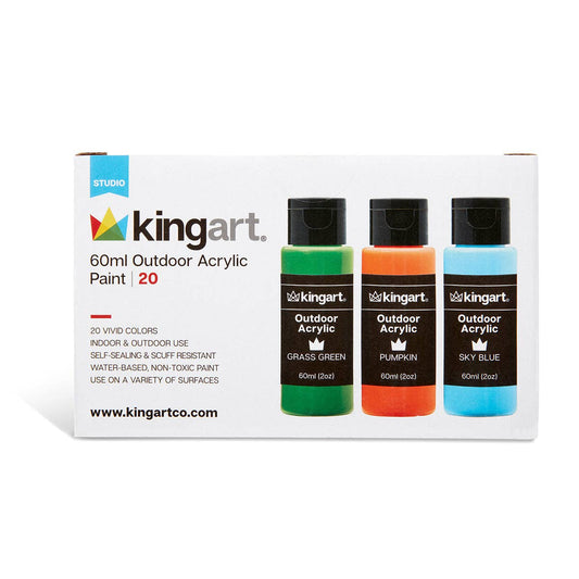 KINGART - Outdoor-Acrylfarbe – 60-ml-Flaschen – 20 Farben