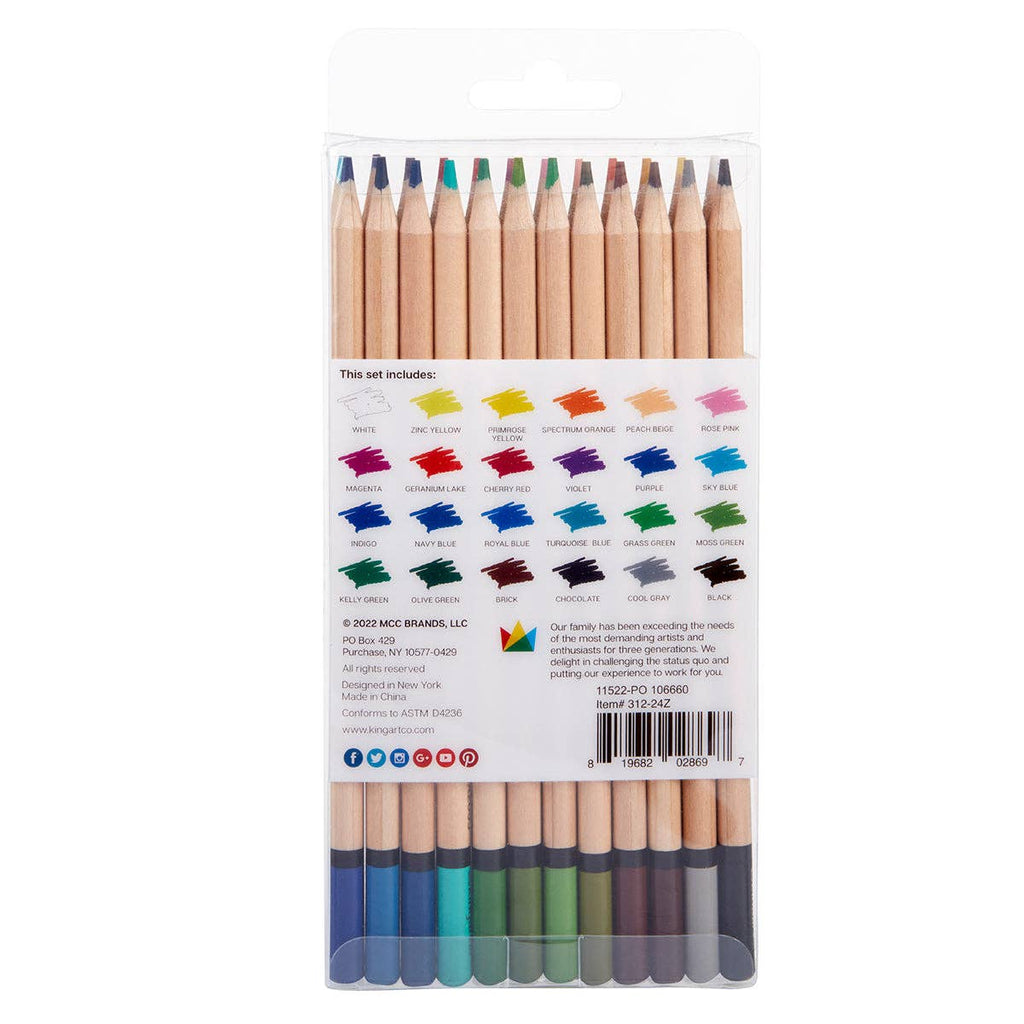 KINGART - Studio-Buntstift-Set – weicher Kern – 24 Farben
