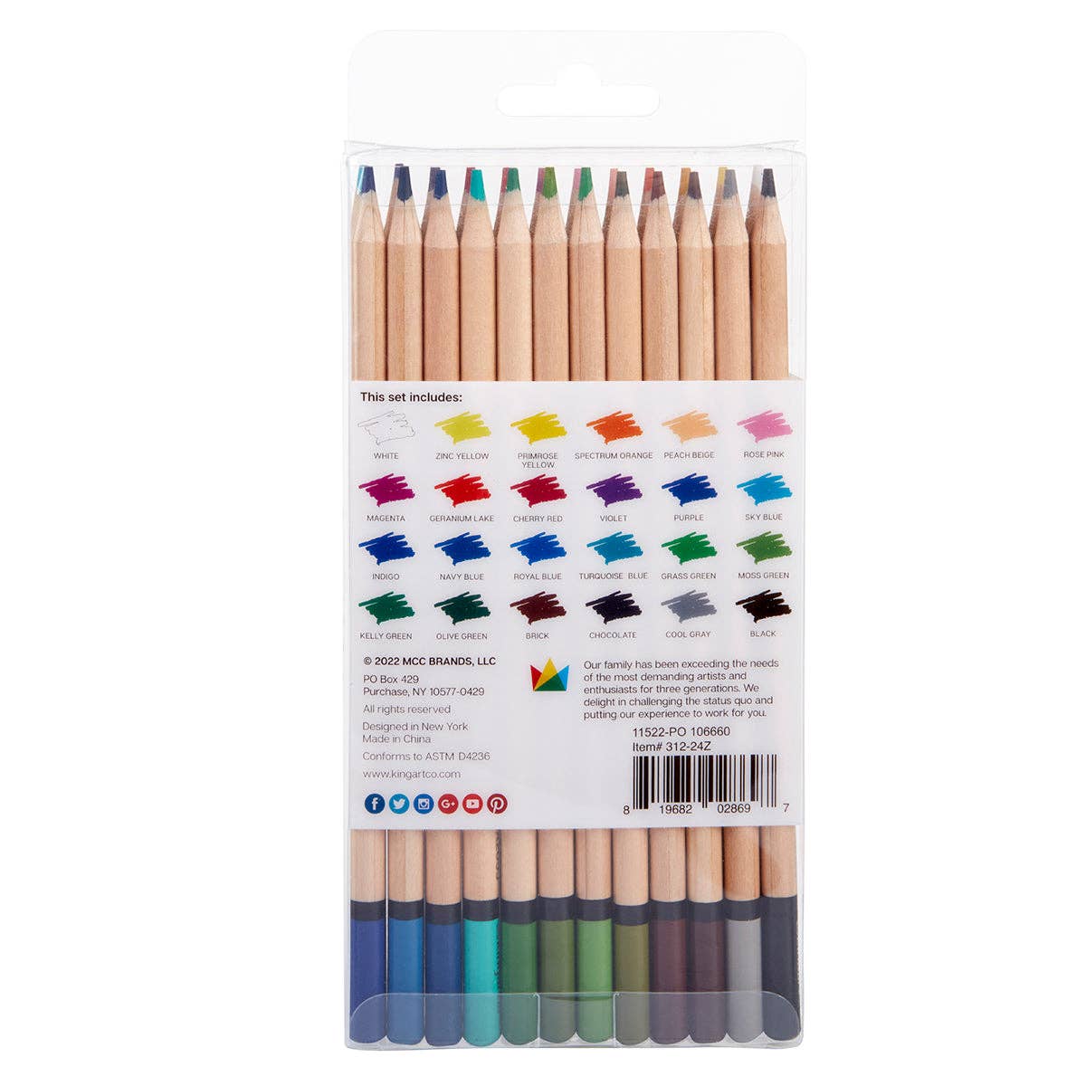 KINGART - Studio-Buntstift-Set – weicher Kern – 24 Farben