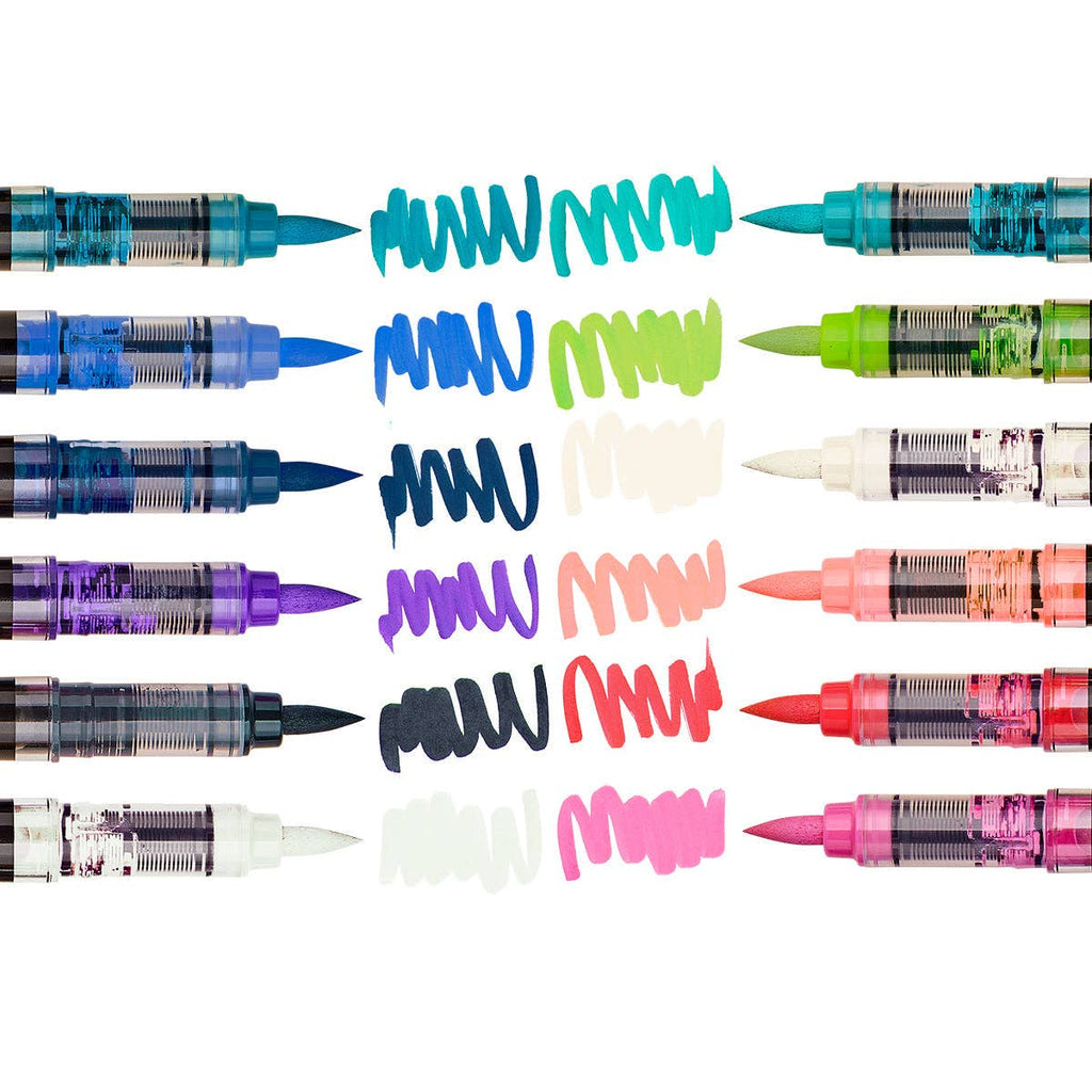 KINGART - PRO Acryl-Pinselstifte – 12 Lettering-Farben