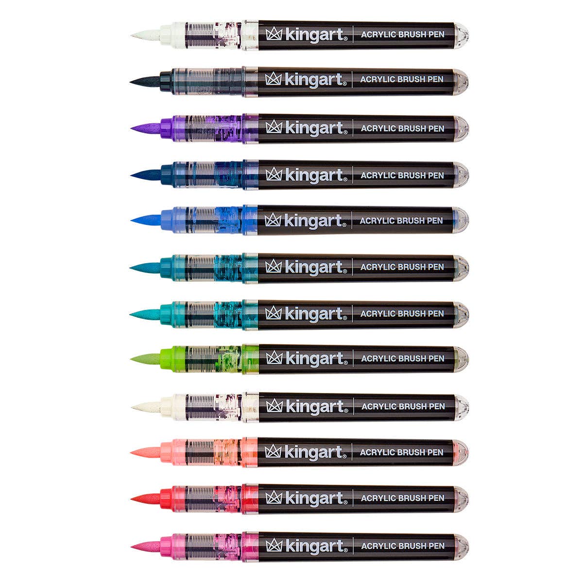 KINGART - PRO Acryl-Pinselstifte – 12 Lettering-Farben
