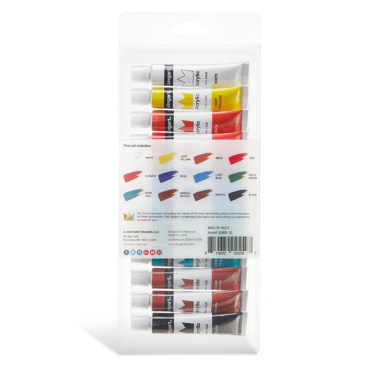 KINGART - Studio-Acrylfarbe – 12 Farben, 12 ml