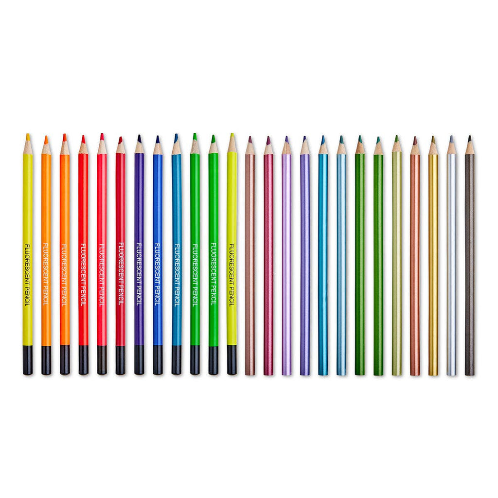 KINGART - Studio-Buntstifte-Set – Metallic- und Neonfarben – 24 Stück