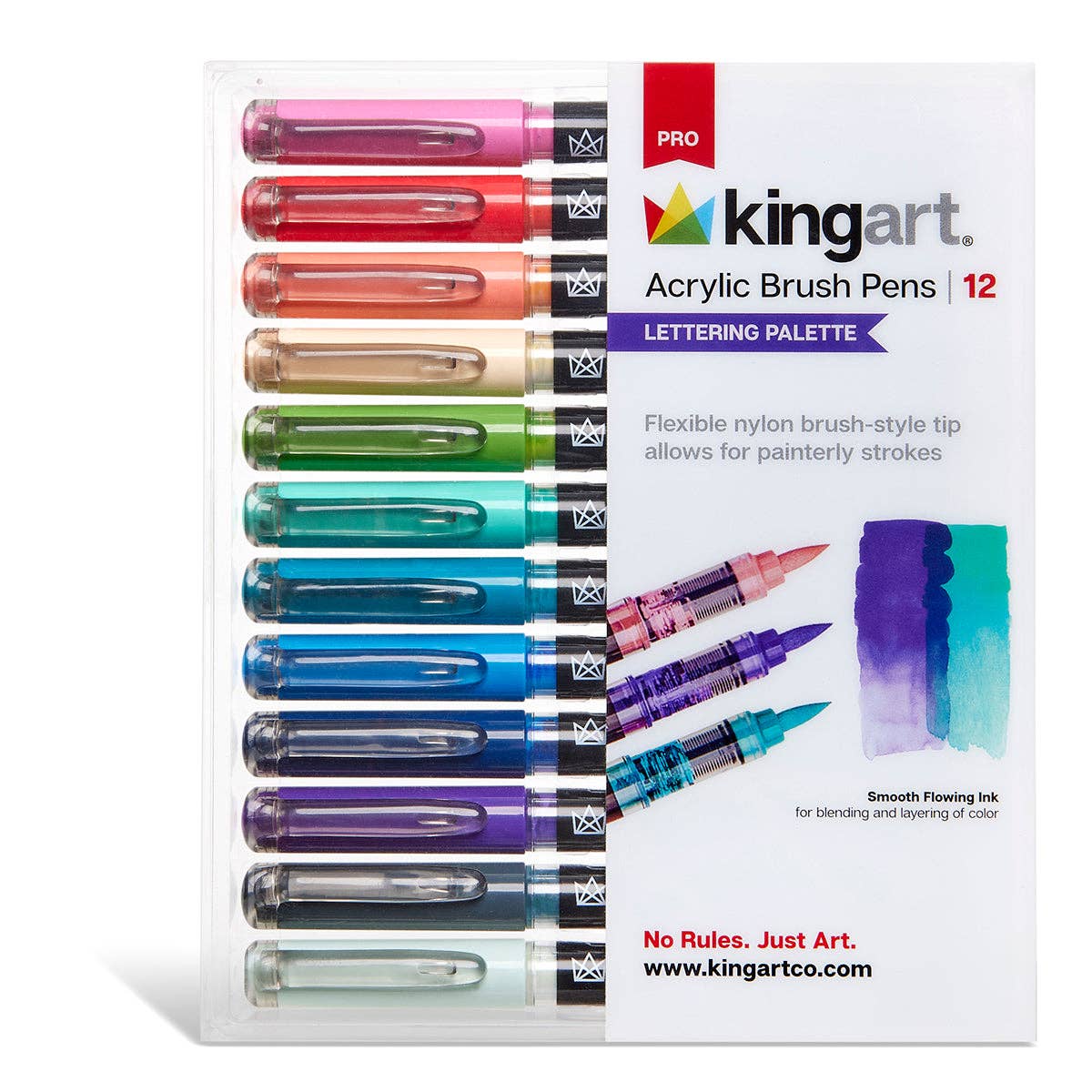 KINGART - PRO Acryl-Pinselstifte – 12 Lettering-Farben