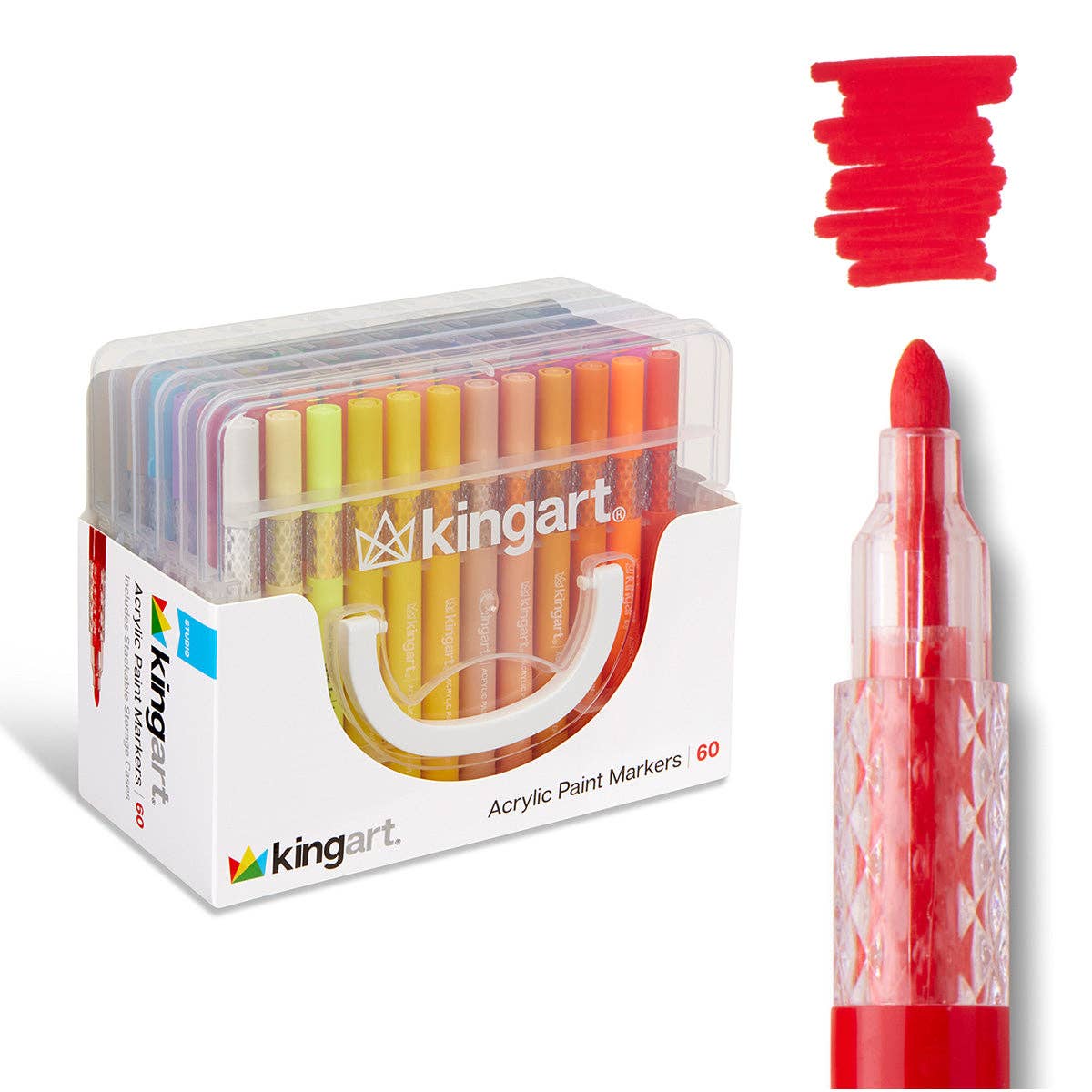 KINGART - Acrylmarker-Set – mit Aufbewahrungskoffer – 60 Farben