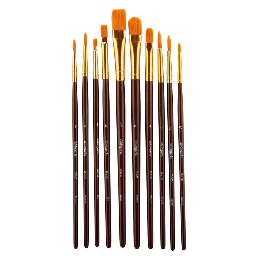 KINGART - Studio Mixed-Media Gold‑Nylon‑Pinselset – 10 St.