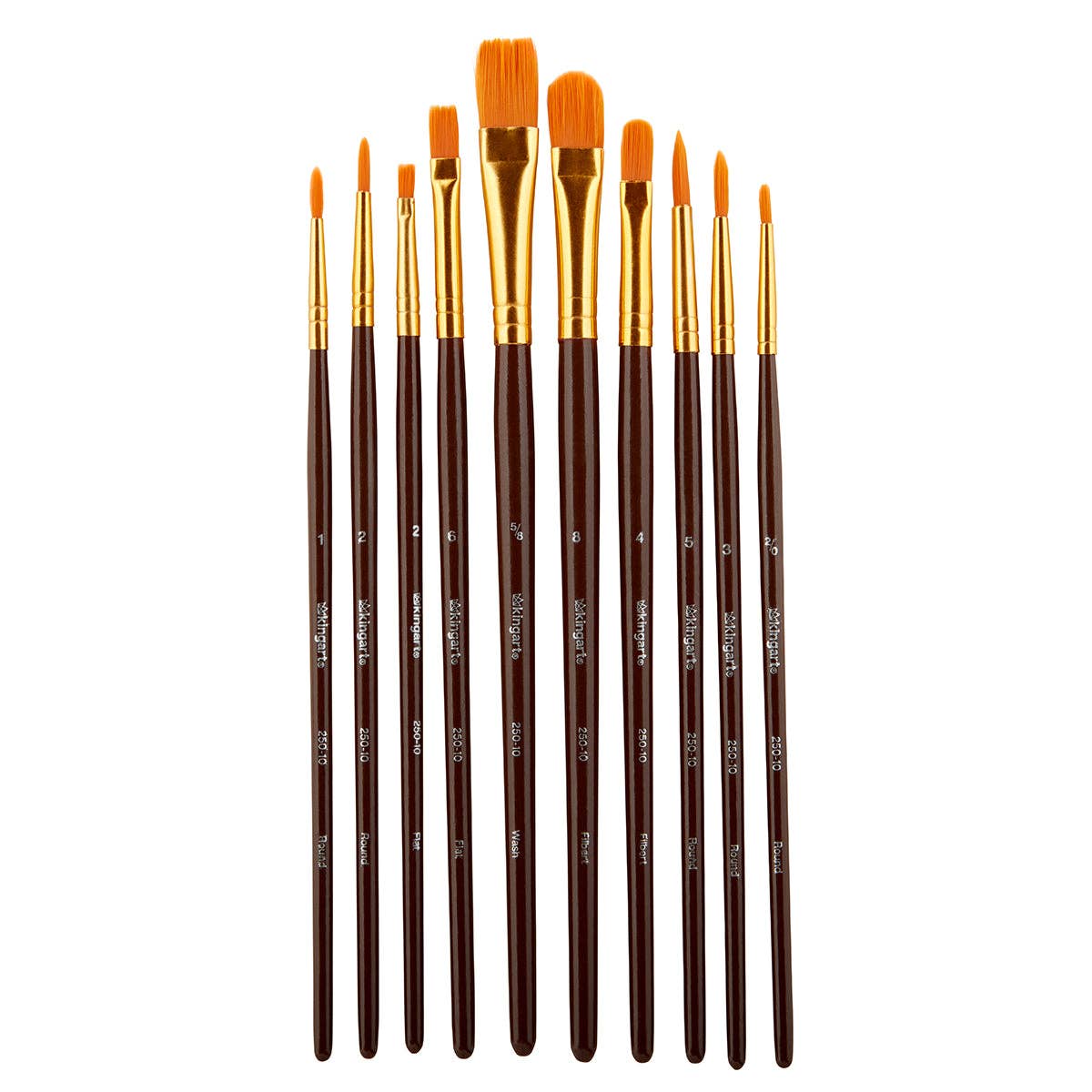 KINGART - Studio Mixed-Media Gold‑Nylon‑Pinselset – 10 St.