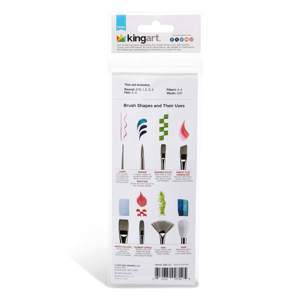 KINGART - Studio Mixed-Media Gold‑Nylon‑Pinselset – 10 St.