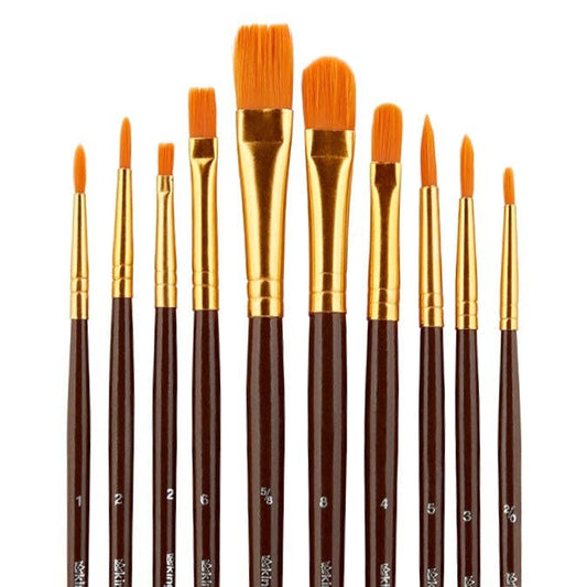 KINGART - Studio Mixed-Media Gold‑Nylon‑Pinselset – 10 St.
