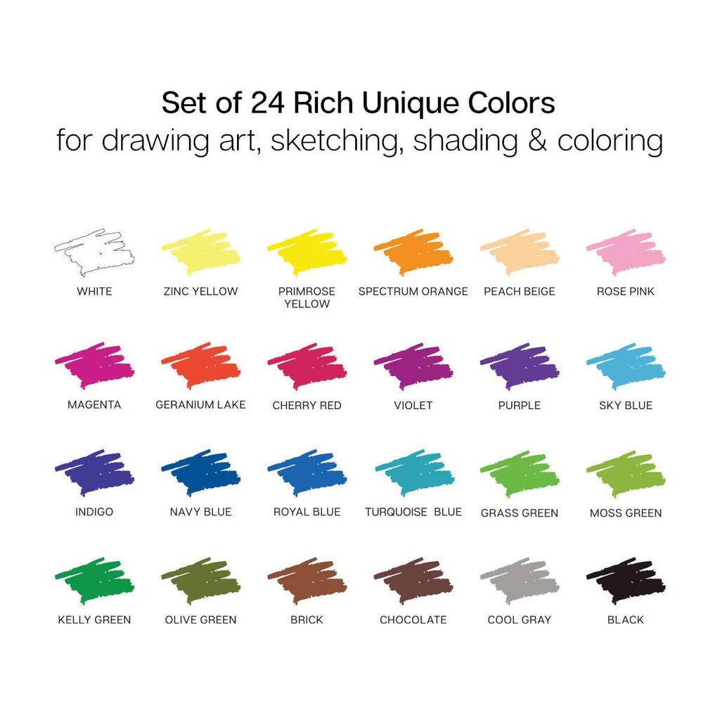 KINGART - Studio-Buntstift-Set – weicher Kern – 24 Farben
