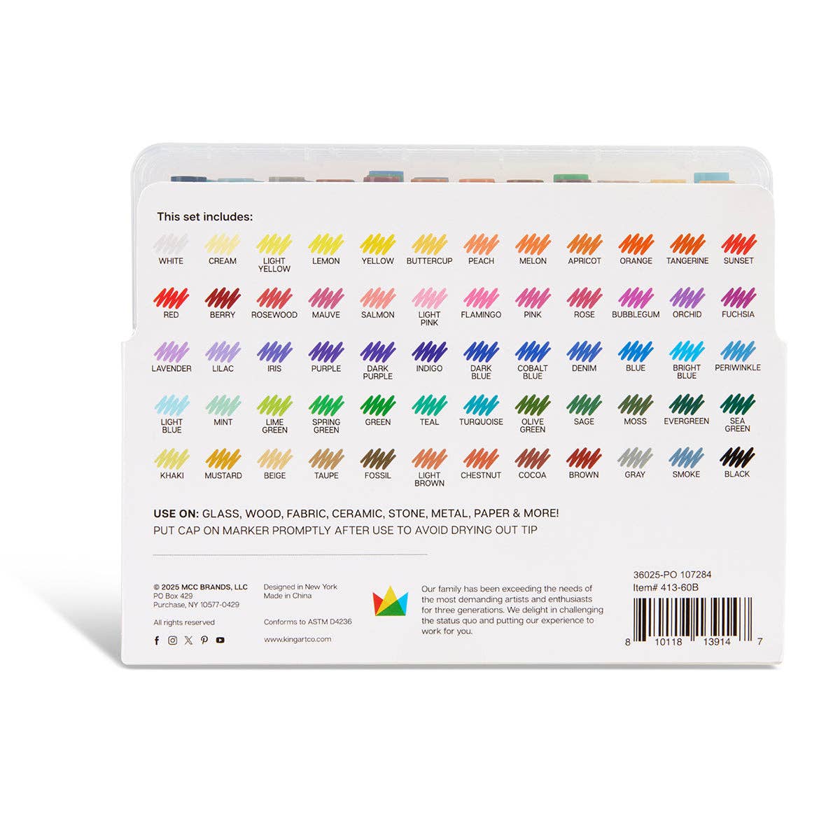 KINGART - Acrylmarker-Set – mit Aufbewahrungskoffer – 60 Farben