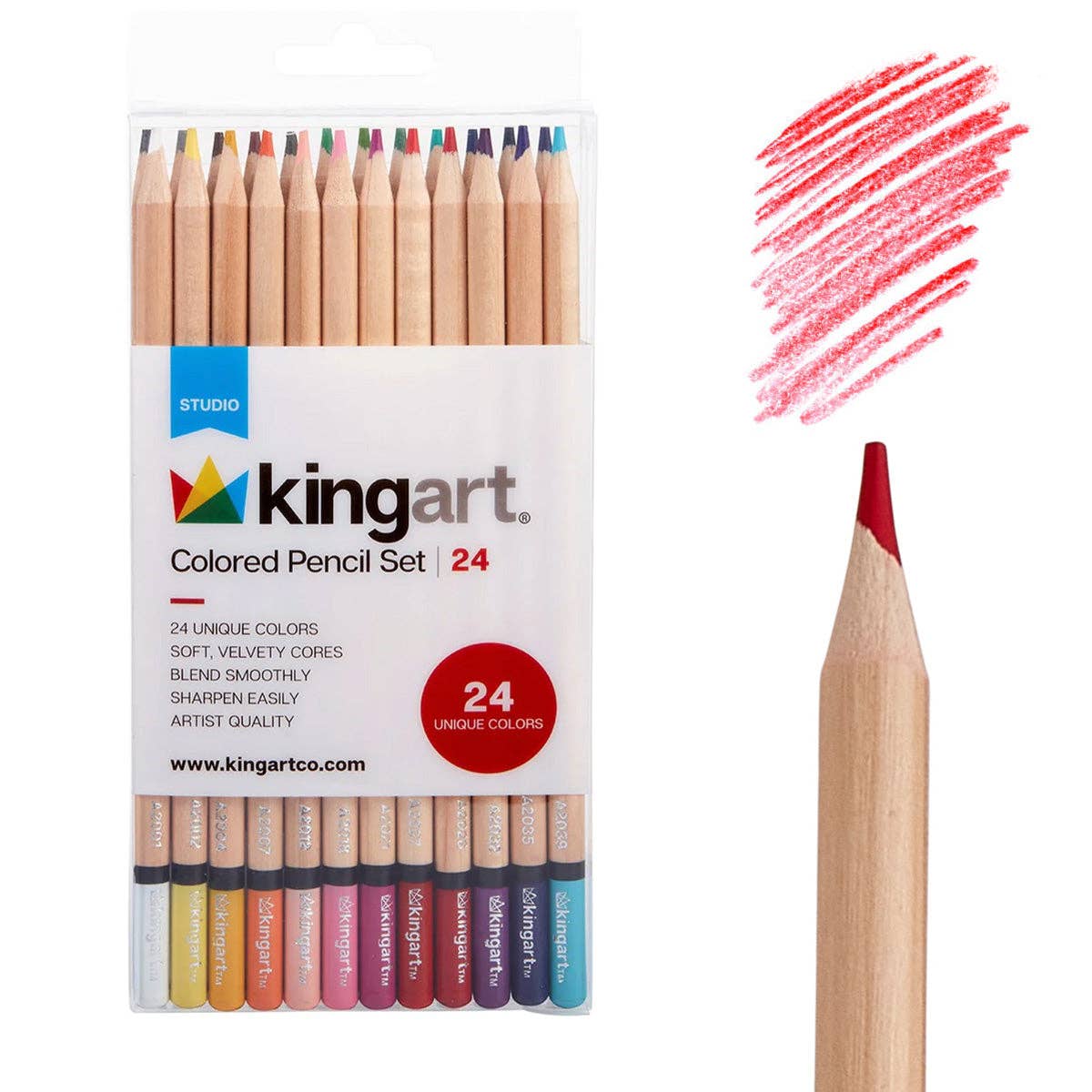 KINGART - Studio-Buntstift-Set – weicher Kern – 24 Farben