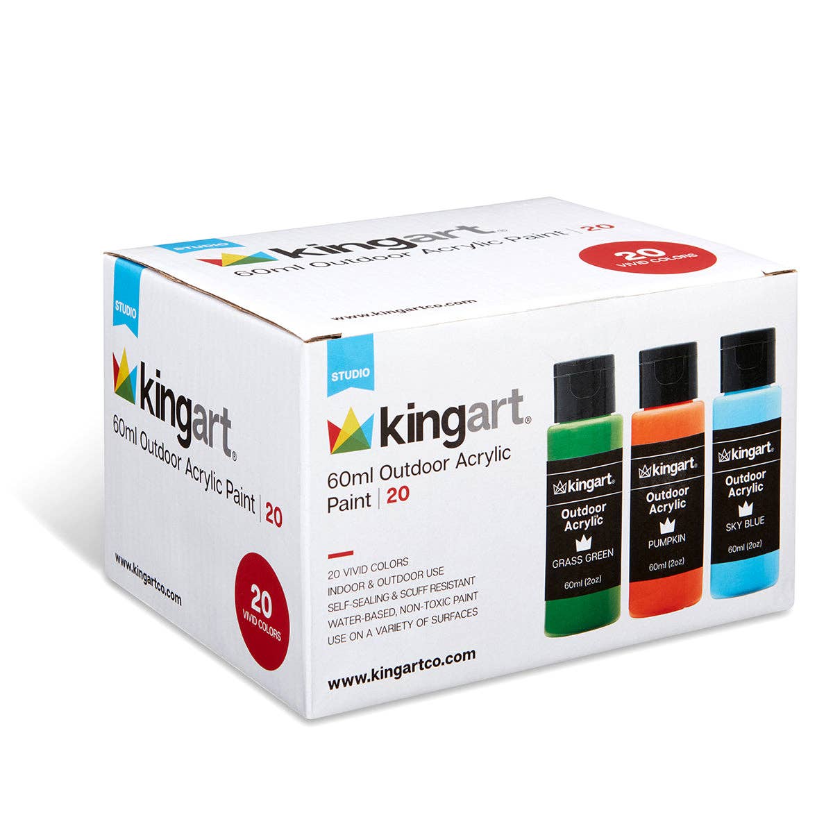 KINGART - Outdoor-Acrylfarbe – 60-ml-Flaschen – 20 Farben